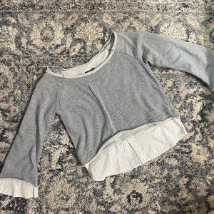 Aqua Off The Shoulder Sweater w/ Faux Shirt Detail